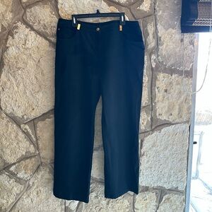 St John Black Straight Leg Jeans Size 16 Gold Detailing EUC